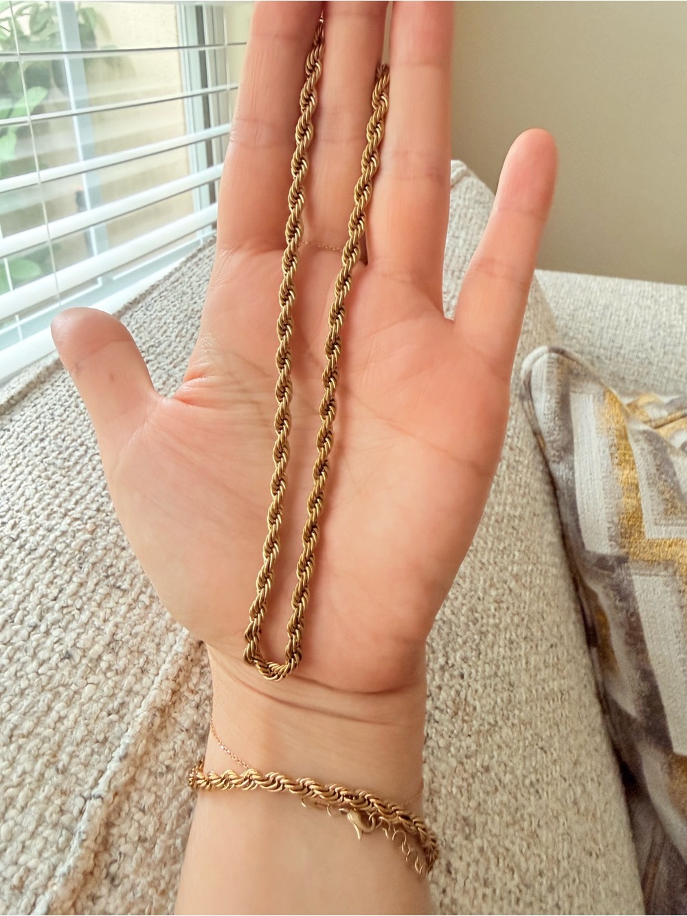 Gold Rope Chain Necklace and Bracelet Set - Elegant Women’s Jewelry
